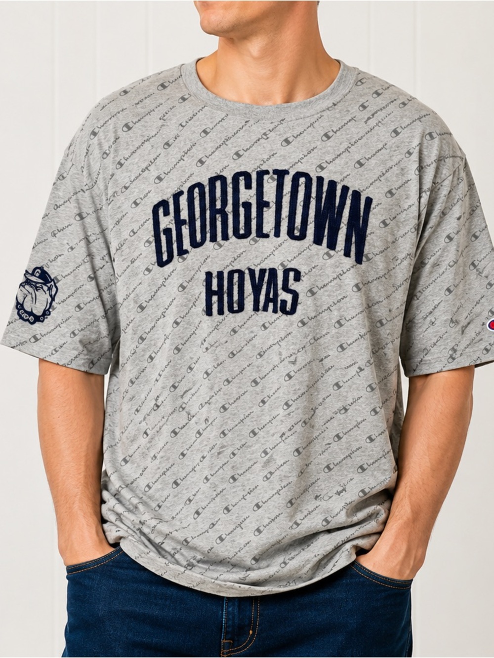 Champion Georgetown Hoyas Superfan T-Shirt Heather Gray Men's Size XL